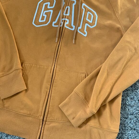 Gap Orange Hooded Sweatshirt Full Zip Front Logo Size L Cotton Blend - Picture 3 of 7